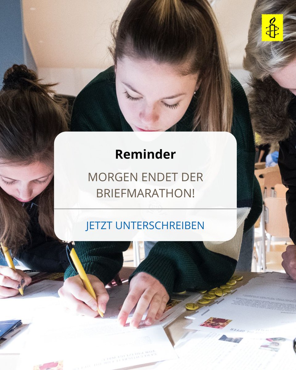 amnesty_de's tweet photo. ✉️ Mach noch heute mit beim #Briefmarathon. Setze dich die mutigen Menschen ein, die eure Hilfe benötigen. ✍️

❗️❗️❗️ Alle Anklagen gegen sie müssen fallengelassen werden &amp; die Schikanen aufhören. ❗️❗️❗️ 

⇨ https://t.co/xtDixWMcic #BM22 #w4r #w4r22 https://t.co/kSSxzFBAS8