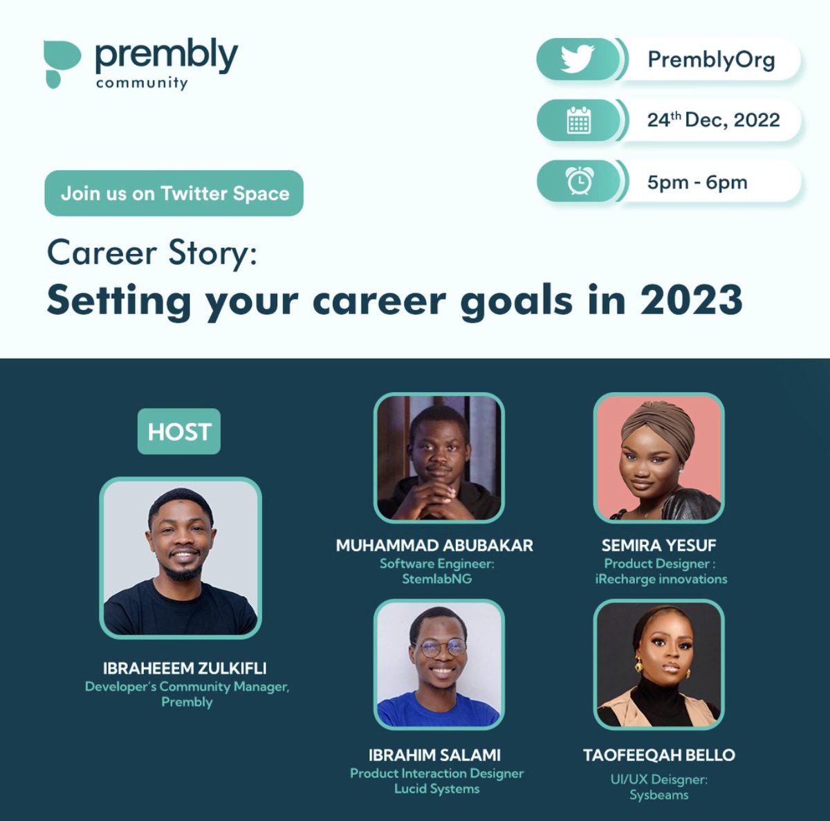 Setting career goals is key to staying motivated and focused on professional development. 

Join the conversation with our community members on how to set career growth the right way in the coming year.

Se A Reminder:

twitter.com/i/spaces/1yNGa…

#CareerStories #Career