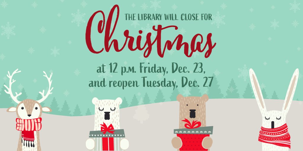 Fairfax Library on Twitter "Here are our holiday hours this week We will close at 12 p.m