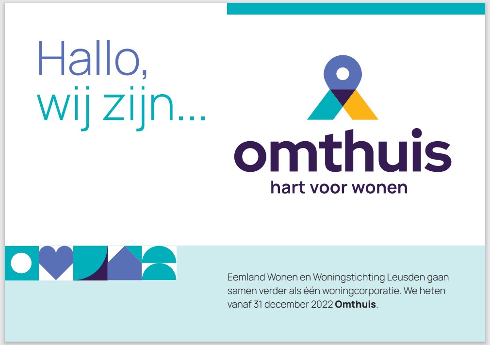 The word is out! Woningstichting Leusden en Eemland Wonen gaan vanaf 31 december 2022 samen verder als Omthuis. Lees meer op bit.ly/3WydS5i