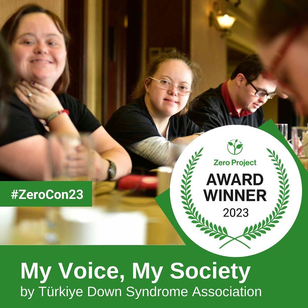 DownTurkiye's tweet image. 📢 2023 Zero Project Innovative Practice-Yenilikçi Uygulama Ödülleri'nde Söz+1 Özsavunuculuk Programı: Benim Sesim Benim Toplumum çalışmalarımız ile ödül kazandık 🎉🙌

#downsendromu #downtürkiye #zerocall23 #zeroproject #özsavunuculuk