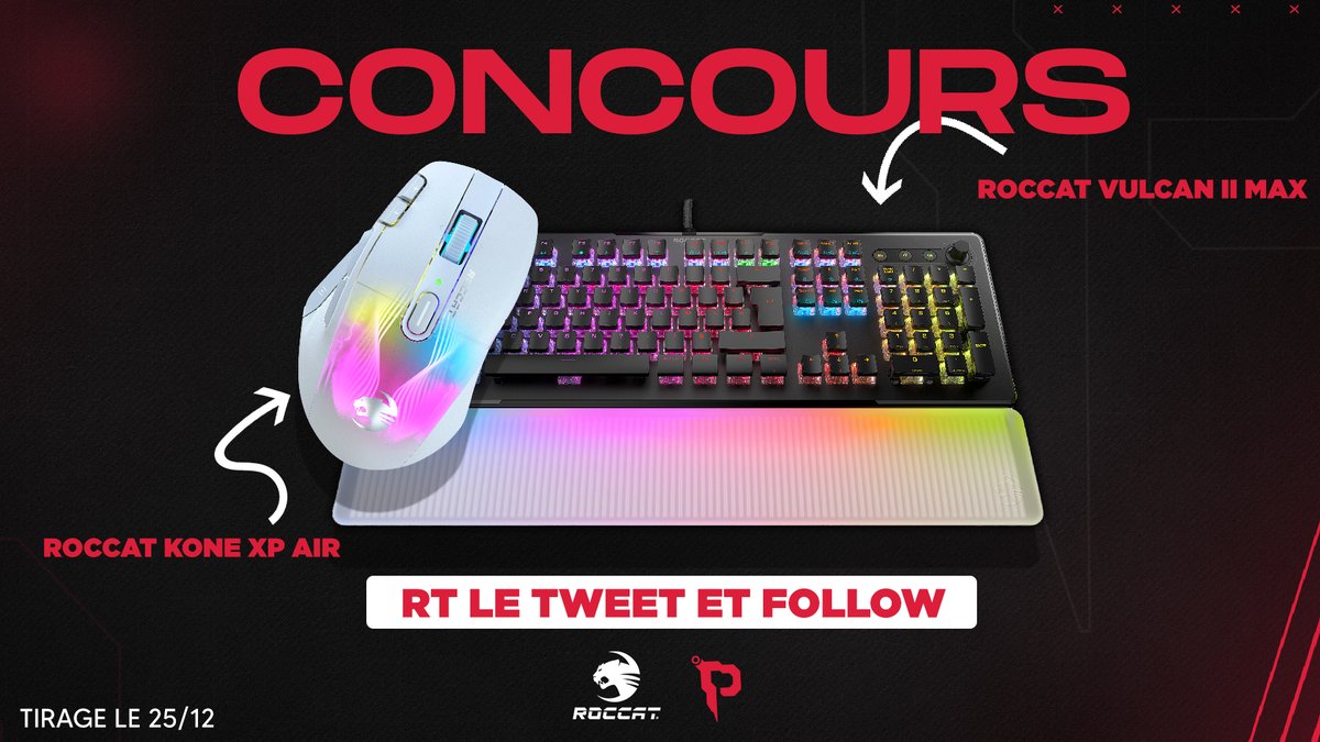Punkill's tweet photo. Concours 🎁

Avec @ROCCATFrance, nous vous offrons la possibilité de remporter un setup de Noël 🎄

Pour participer :
1. Follow @ROCCATFrance &amp; @Punkill 
2. RT ce tweet 
3. Tag un pote en commentaire

TAS : 25/12 https://t.co/uDGNOAS7Ja