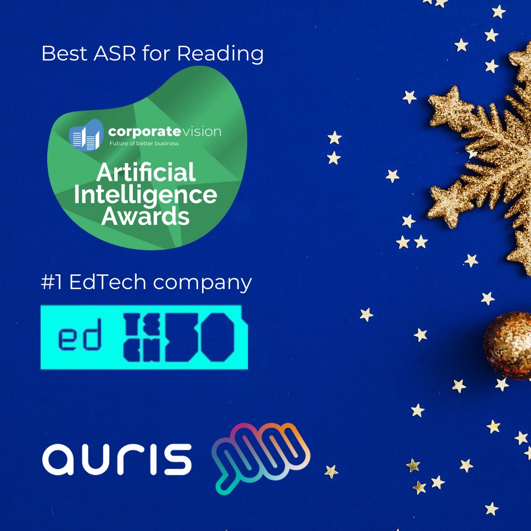 We were awarded 'Best ASR for Reading' in the 2021 Artificial Intelligence Awards AND won the top place in BusinessCloud's inaugural EdTech50 Ranking in February. #SpeechRecognition #ASR #MerryChristmas 2/4