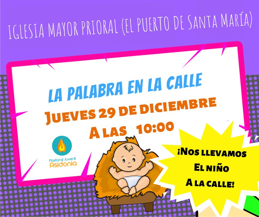 En Navidad ¡Salimos a la calle! Para anunciar🔥 Nos vemos el JUEVES 29 de DICIEMBRE  en la Iglesia Mayor Prioral del Puerto de Santa María 

Inscripción e información: forms.gle/K8s5FfVWm8gRQG…

#evangelización 
#elniñoenlacalle
#laPalabraenNavidad
#pjasidoniacallejerosdelafe