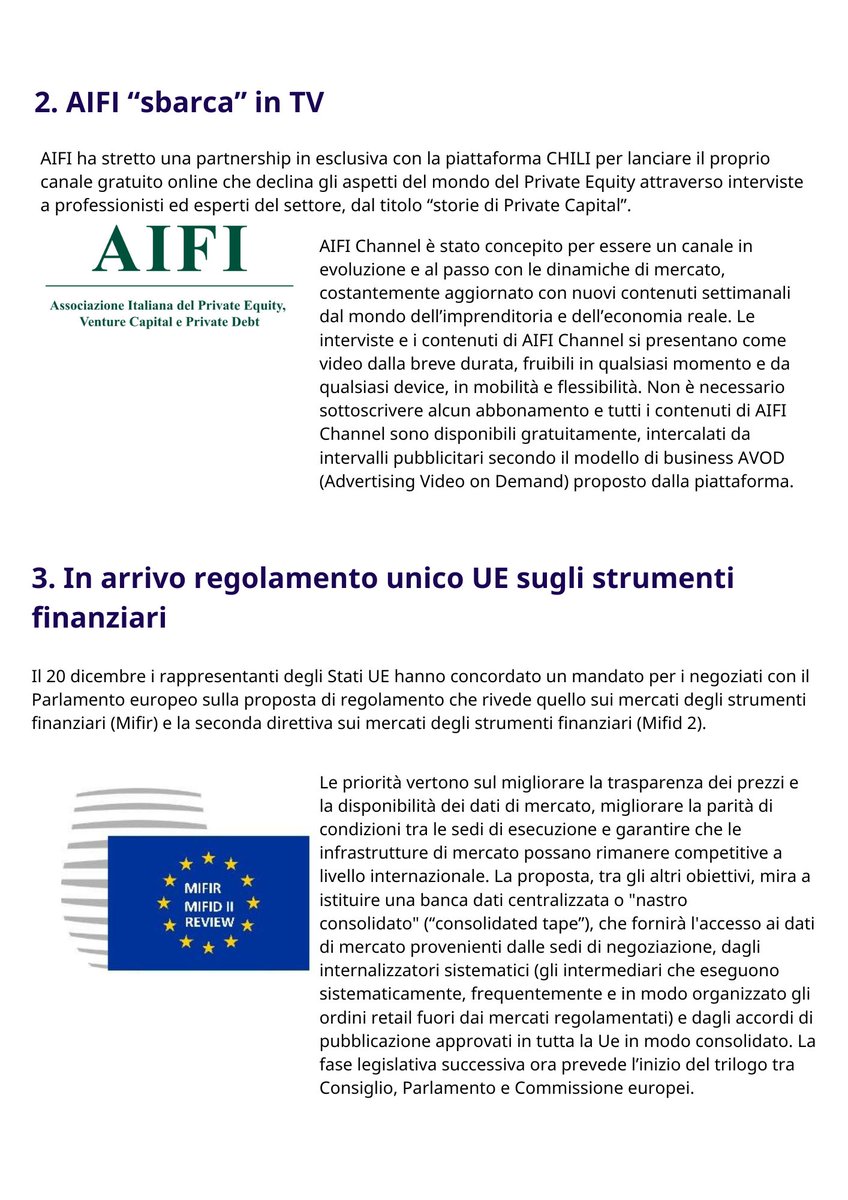 FeBAF's tweet photo. Lettera f 45/2022:
1. #FeBAF: piano attività 2023; 2. @As_Aifi “sbarca” in TV; 3. In arrivo review #mifir #mifid2; 4. ConsiglioUE e #IRR. In brief: #tassonomiaUe.
Auguri di buone feste da Lettera f https://t.co/zn7sVeJkO8