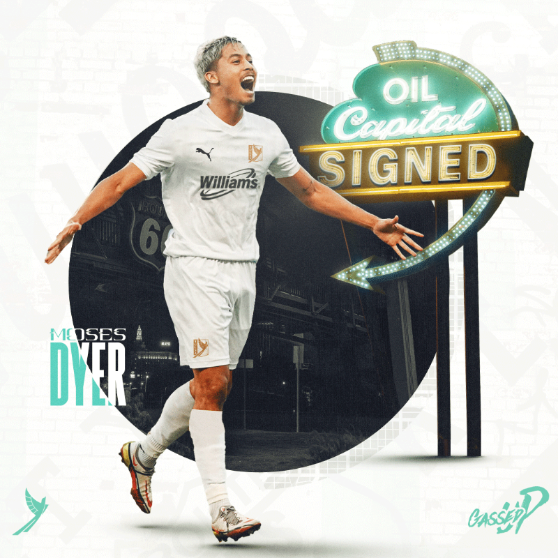FCTulsa's tweet photo. The second highest scorer in the past two @CPLsoccer seasons is officially coming to 𝐓𝐮𝐥𝐬𝐚. 👊 

We’ve signed striker @mosesjdyer to a multi-year contract starting in 2023!

#ForTulsa | #GassedUp⛽️