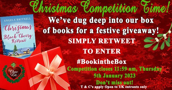 🎄Last #BookintheBox #competition of the year! Don't miss it!🎄If you'd like a chance to #win Christmas at Black Cherry Retreat - a fab transatlantic #romance by <a href="/AngelaBritnell/">Angela Britnell</a>, RT with the #BookintheBox hashtag. T&amp;Cs apply. Open to UK entrants only. Closes 11:59 am, 05/01/2023.