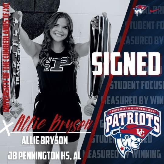 Congrats to Allie Bryson for committing to the University of the Cumberlands to be a part of their track &amp; field program.