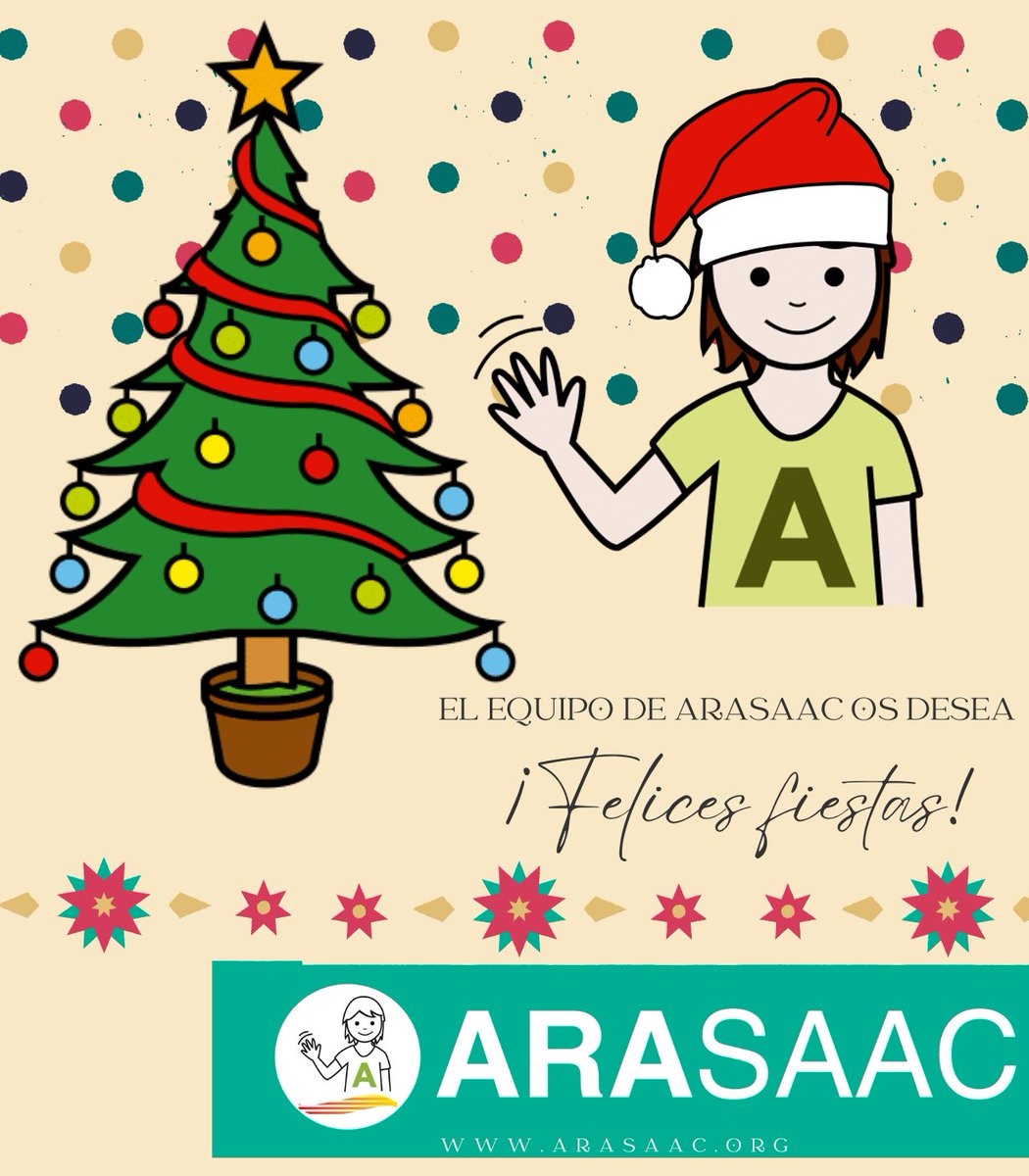 🔔🎄Desearos desde ARASAAC unas muy FELICES FIESTAS🎇 y nuestros mejores deseos para el nuevo año!!✨😘
🤗Siempre agradecidos de que nos acompañéis un año más. 
🥰
#seguimossumando #accesibilidadcognitiva #AccesibilidadUniversal
