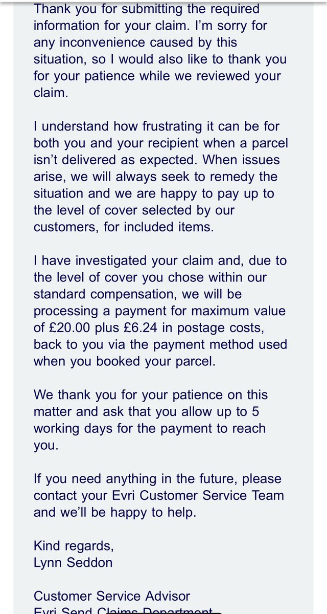 David_Infantino's tweet photo. @EVRi_Delivery 
So I got this email from Evri.
I paid a cover a £70 in case of damage or loss. (as you can see from the invoice) Are they joking?? https://t.co/MjPwlX2Rq3