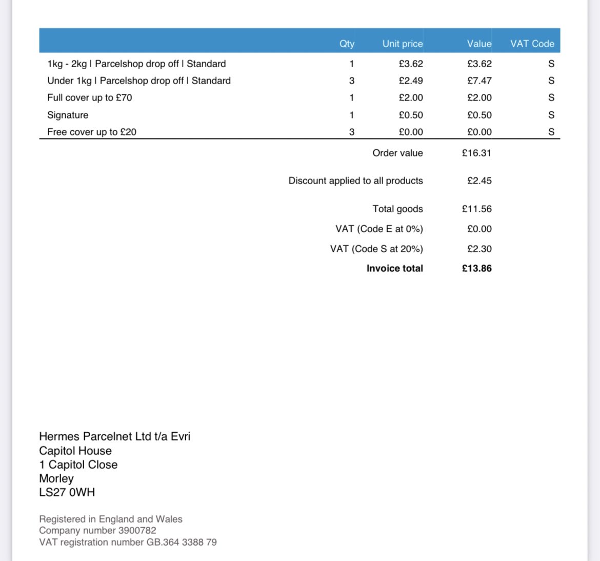 David_Infantino's tweet photo. @EVRi_Delivery 
So I got this email from Evri.
I paid a cover a £70 in case of damage or loss. (as you can see from the invoice) Are they joking?? https://t.co/MjPwlX2Rq3