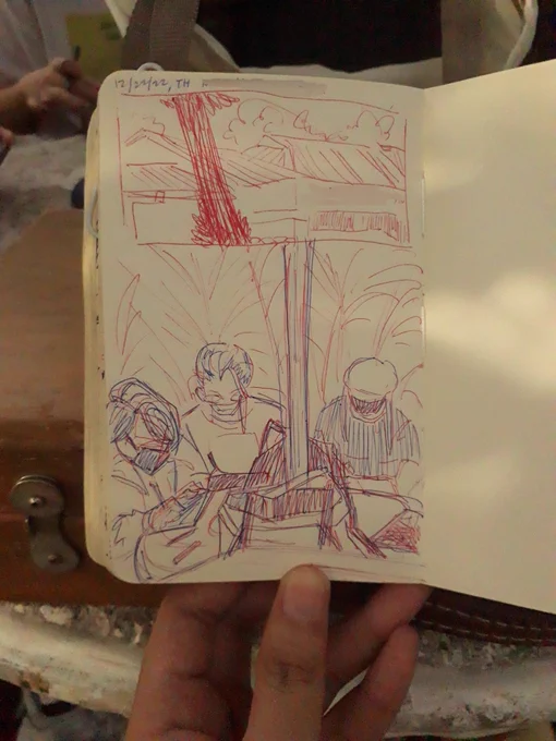 i got to meet up with some artist friends today!!! we did an impromptu art trade! i got a drawing of maria from  and i drew for  :"D and i got to paint yipeee 