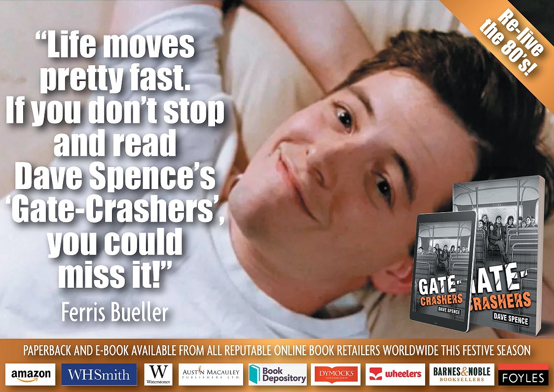 DaveSpence's tweet photo. #lovethe80s #laughoutloud #tearjerker #bookworm #bookcommunity #lovereading #fictionbooks #backtothe80s #readersoftwitter #what2read #writingcommunity #amreading #ferrisbueller #ferrisbuellersdayoff https://t.co/FgLyfOe4Vz