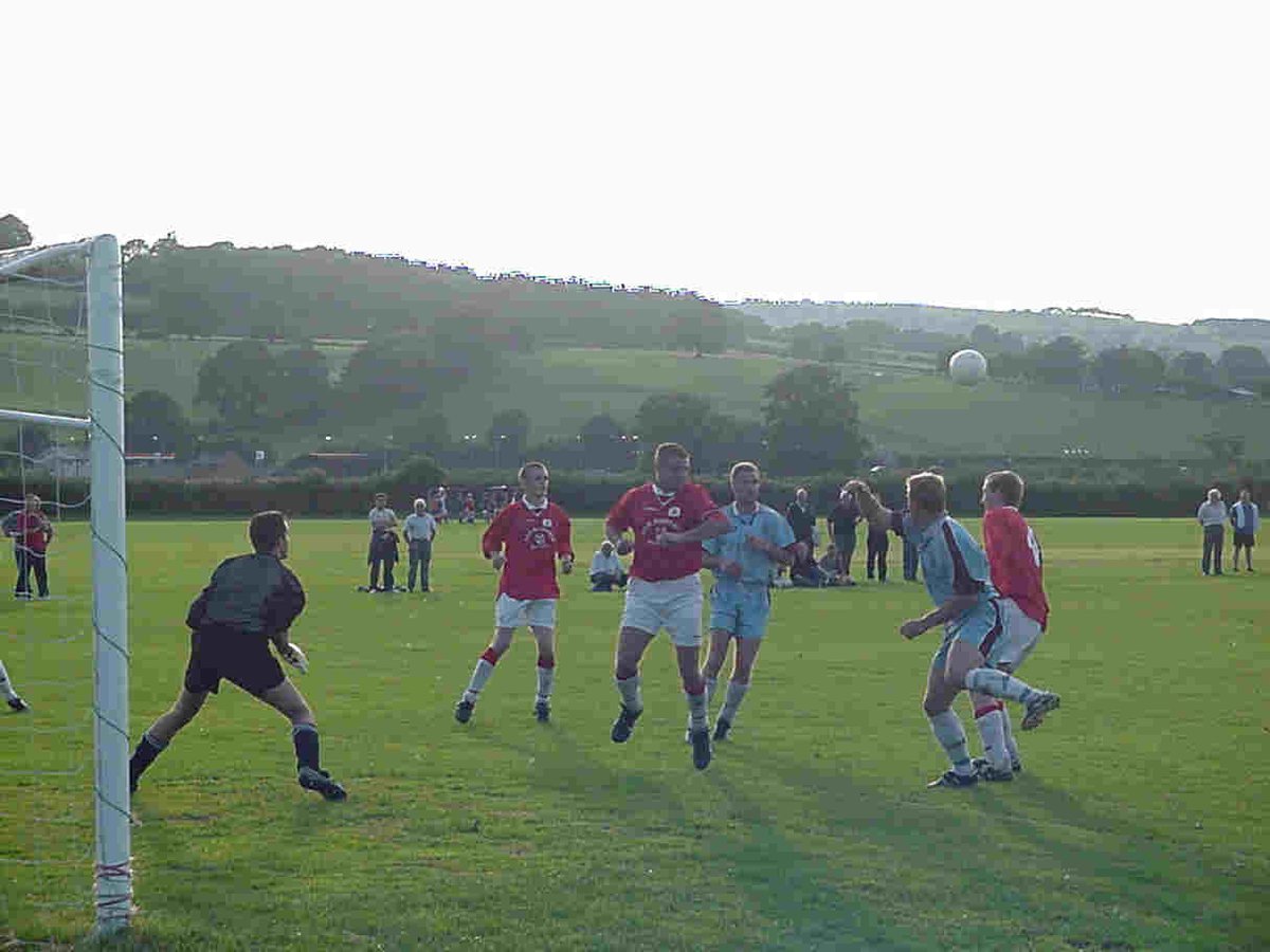 ColwynBayFC's tweet photo. Ahead of our game at @RuthinTownFC on 27 December, action from a 6-2 win in a pre-season friendly in August 2001. Alun Evans (2), James McIlvogue, Simon Richards, Calvin Davies and Owain Roberts scored for the Bay while Neil Davies scored twice for Ruthin (Photos: Ian Saunders) https://t.co/BrQq0LejhY