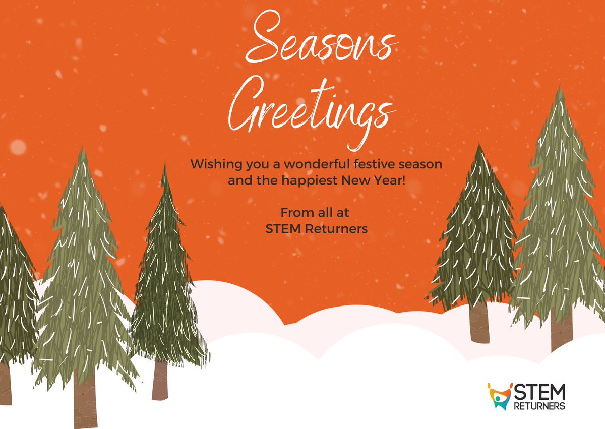 ReturntoSTEM's tweet photo. Seasons Greetings from all at STEM Returners!
Wishing our programme partners, Returners and followers a wonderful festive season. Thank you all for your support and commitment to the STEM Returners programme.
#STEMReturners #STEM #Inclusion #Diversity #CareerBreak #ReturntoSTEM https://t.co/hoqNgnqTBn