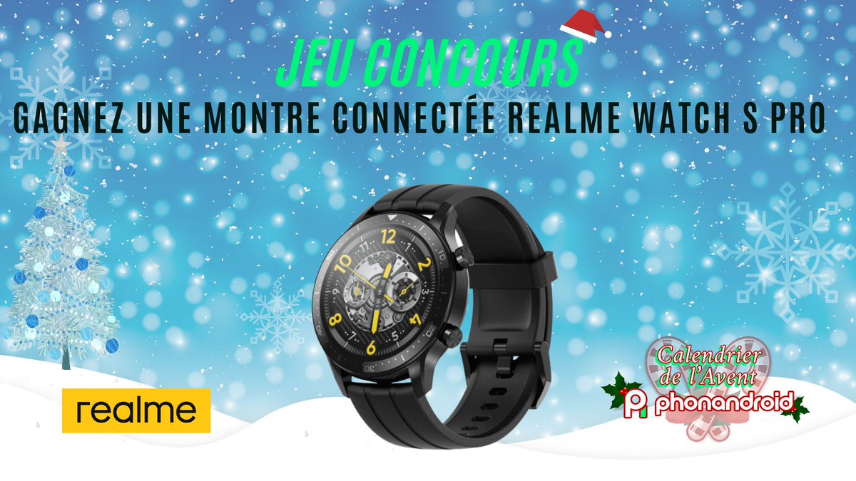 phonandroid's tweet photo. #Concours : tentez de gagner une montre connectée Realme Watch S Pro !
 
Pour participer : 
☑RT
☑ Follow @phonandroid &amp; @realme_France 

Vous avez jusqu'au 25/12, 12h !  
Le gagnant sera tiré au sort et contacté en MP 

Bonne chance à tous ! 🍀 https://t.co/AFUOyon1TN