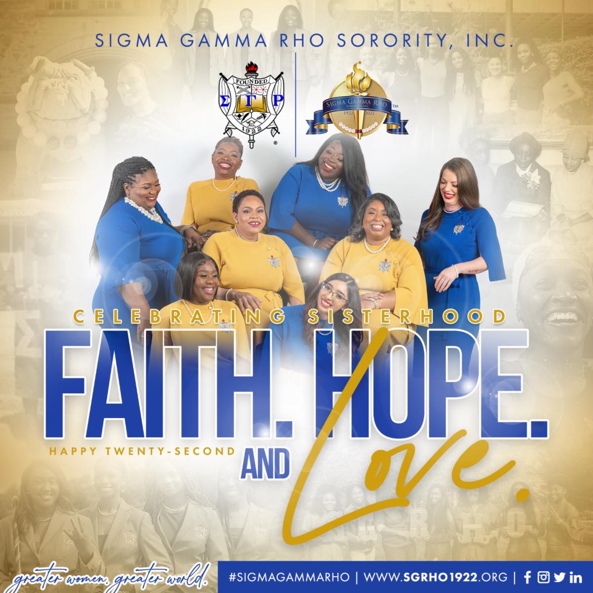 Happy 22nd Sorors! What a beautiful year we have had celebrating our sisterhood with faith, hope, and love. Continue to remain greater in all that you do!

#SigmaGammaRho #Greater #SGRho100