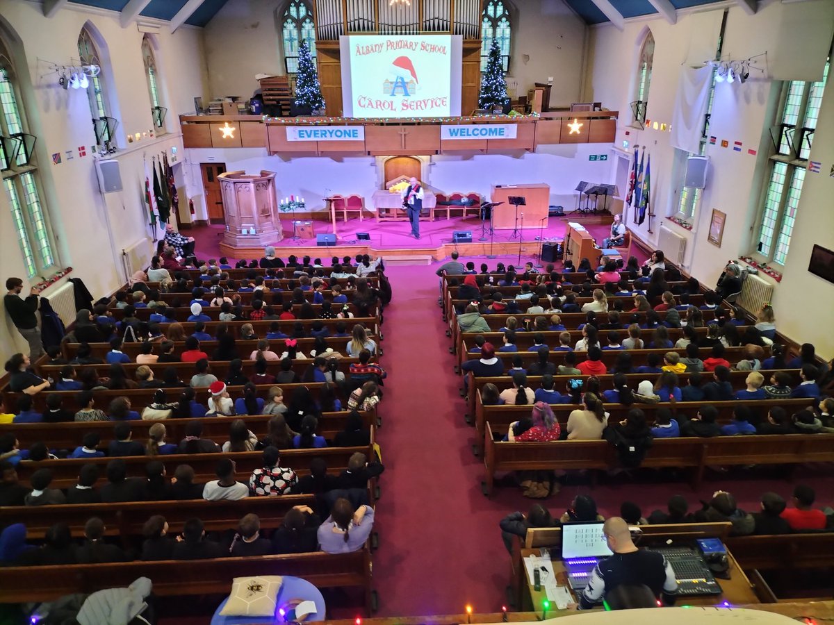 Wonderful whole school carol service this morning. Fantastic singing from the children and great to have everyone together. 
'Learn together, play together, celebrate together'. Thank you to <a href="/ARBC_Cardiff/">Albany Road Baptist Church</a> for hosting. Mr H😀🎄 #community #Albanycandoit