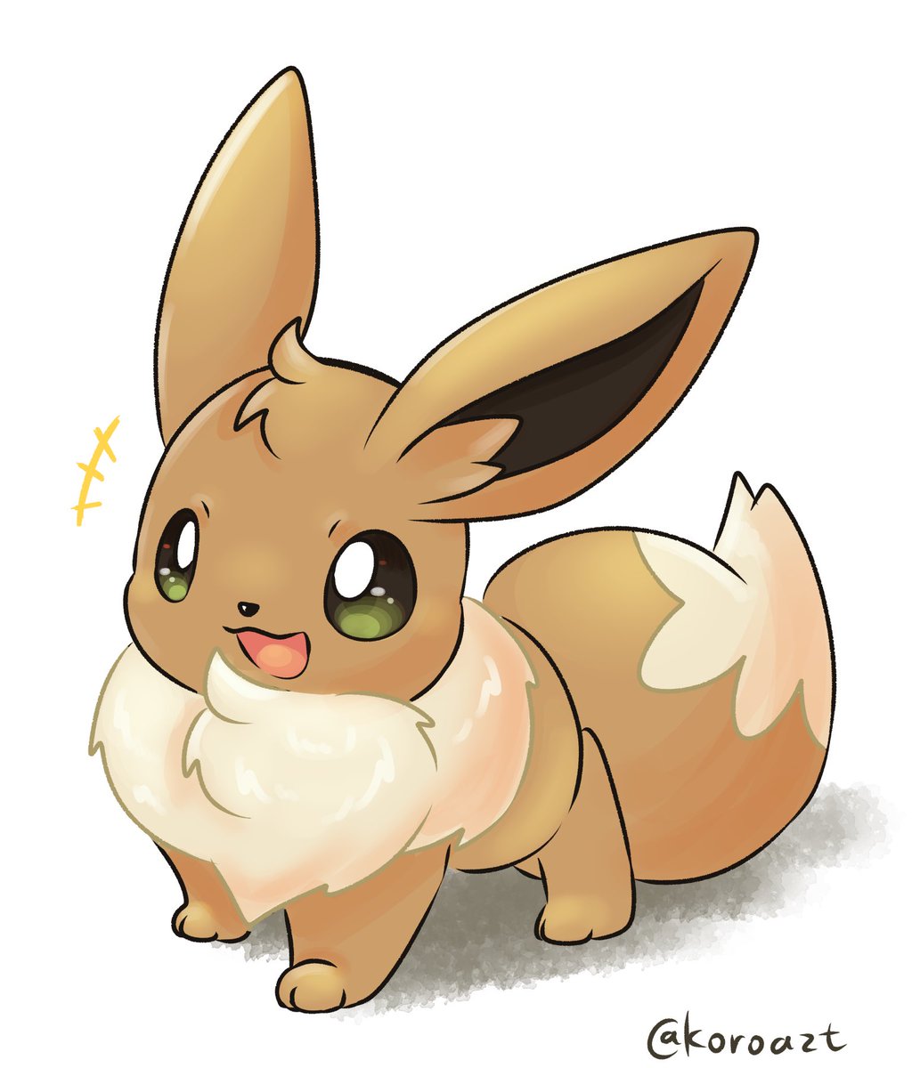 eevee no humans open mouth pokemon (creature) solo smile white background full body  illustration images