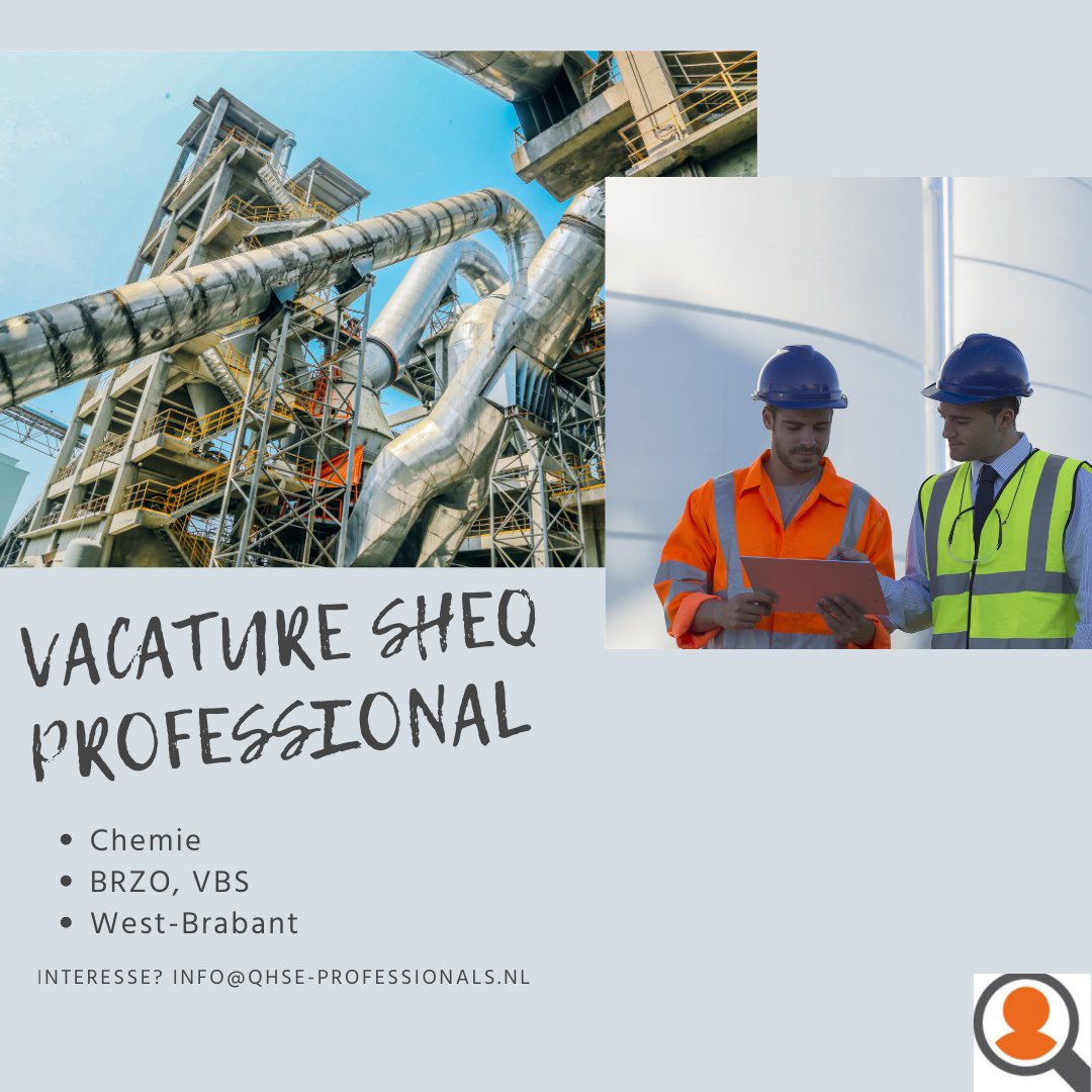 QHSE_Profs's tweet photo. Leuk gesprek met innovatieve opdrachtgever in de chemie in West-Brabant EN interessante vacature voor SHEQ Professional.
https://t.co/i8MPK5W0Lj

#vacature #WestBrabant #Heijningen #BRZO #VBS #ISO9001 #ISO14001 #WABO #Milieuvergunningen #SHEQ #HVK #MVK https://t.co/mpYkWGmiaT
