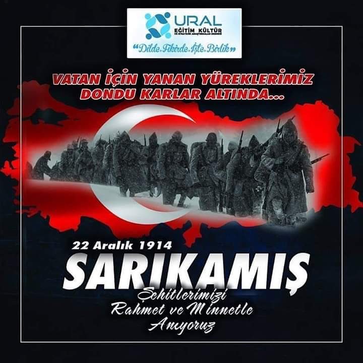İnsanlık tarihinin en soğuk gününü yaşayan ve bizlere bu kutlu vatanın armağan edilmesinin kahramanları olan #SarıkamışŞehitleri ni rahmet ve minnetle anıyoruz. Ruhları şad, mekanları cennet olsun. #22Aralık1914