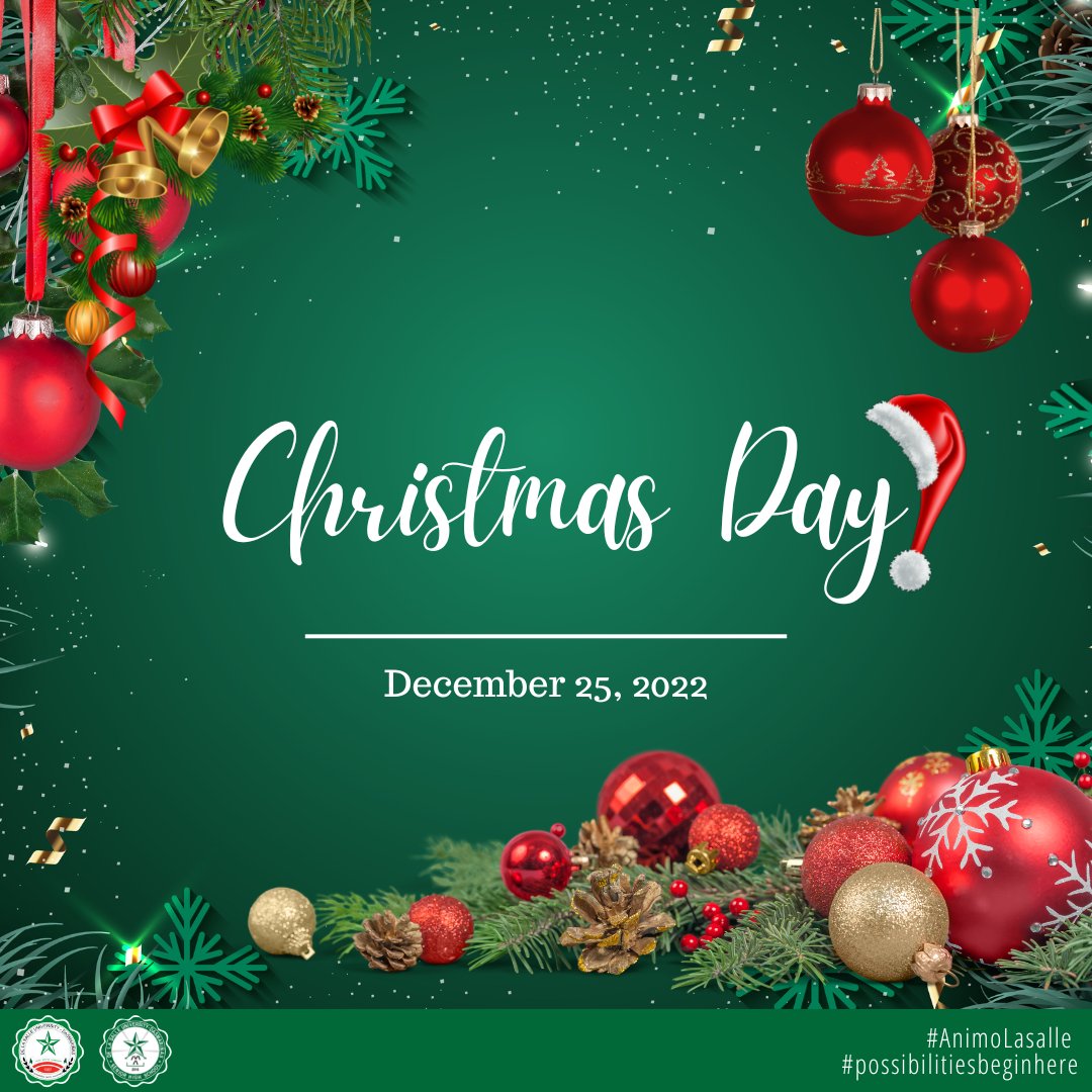 DLSUDHighSchool's tweet photo. May you be happy and blessed. Not just on Christmas day, but throughout the year!

Merry Christmas and Happy New Year Lasallians!

#AnimoLaSalle 
#Possibilitiesbeginhere https://t.co/PNupR4Qu6V