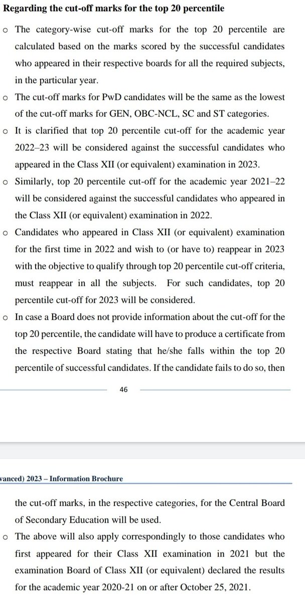 somyashrm's tweet photo. Here is the official details about the 75% criteria for #JEE2023 by @IITGuwahati in their official brochure.

#JEEMain2023
#JEEMainsInApril2023 https://t.co/qlxP9pPnMB