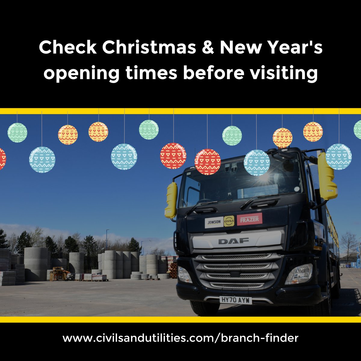 ⬇️⬇️Find info about Christmas and New Year’s Opening Hours for all Jewson Civils Frazer branches by following the link here:
civilsandutilities.com/contact-us

#civils #utilities #drainage