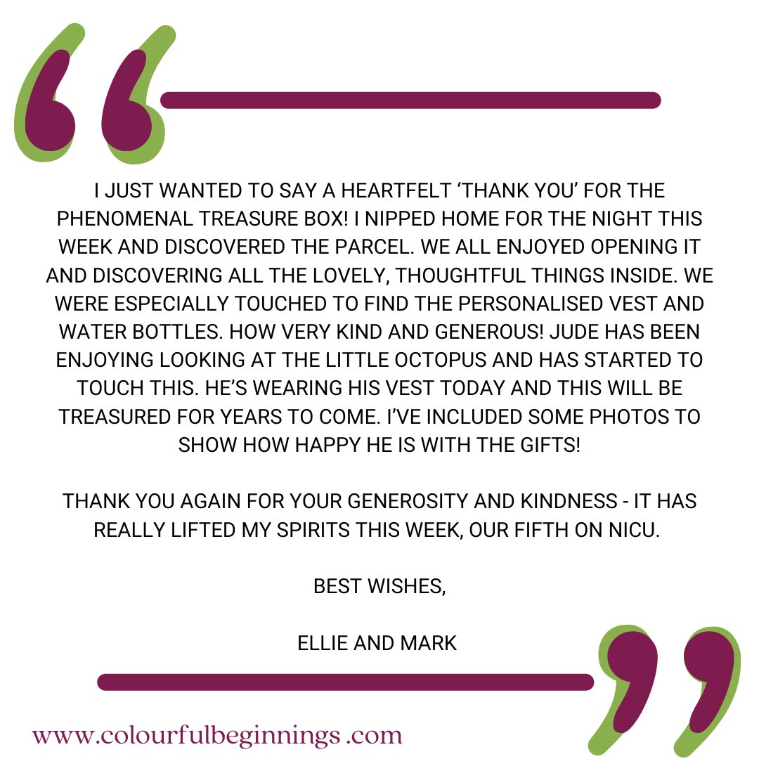 ColourfulBegin1's tweet photo. Feedback like this is so heartwarming and encourages us to keep doing the work to support families with premature and sick babies in NICUs across the UK 💜💜 

Learn more about our work: https://t.co/nlU6yA9I4v https://t.co/Bkg4U6UzzF