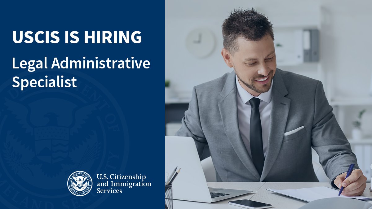 Looking for a life-changing career? Join our Asylum Division as a legal administrative specialist and contribute to a dynamic humanitarian mission. Recruitment incentives may be given to eligible new hires. Apply online by 12/23! usajobs.gov/job/694278600
#JoinUSCIS #LegalCareers
