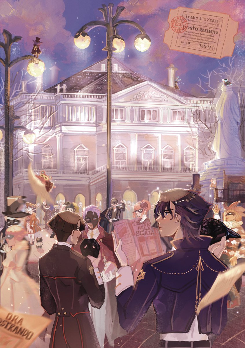 my full piece for <a href="/DGSTravelZine/">Wayfinder - completed!</a> it was such a fun piece to do and thank u everyone for making it happen :) theyre all abt to go to a theatre together in milan hehe