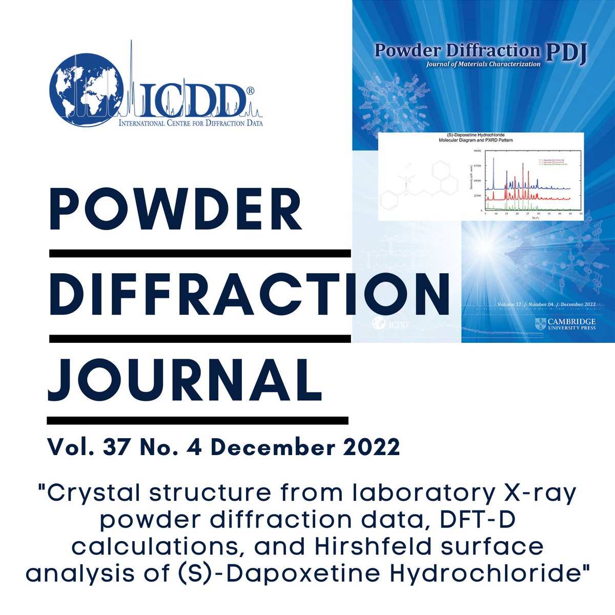 Check out December's PDJ issue Vol. 37 No.4, featuring an article published by Analio J. Dugarte-Dugarte, Robert A. Toro, Jacco van de Streek, Jose Antonio Henao, Graciela Diaz de Delgado, and Jose Miguel Delgado! icdd.com/pdj