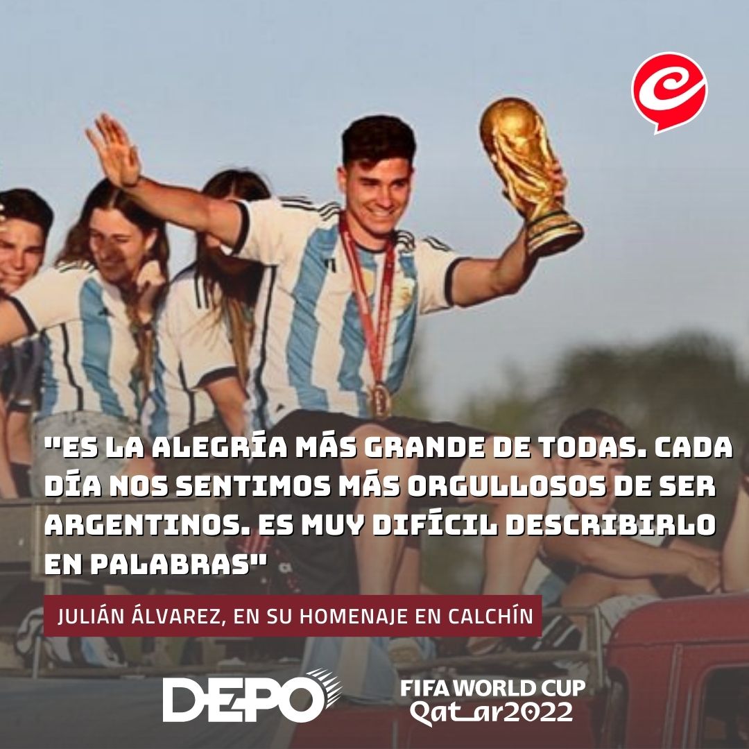 depoweb's tweet photo. 🏆 LA ARAÑA VOLVIÓ A SU HOGAR
👏 Julián Álvarez fue uno de los campeones que tuvo un gran recibimiento cuando llegó a su pueblo, cantó con su gente y dejó palabras emotivas de agradecimiento.
#LaAraña #JulianAlvarez #Calchin #seleccionargentina #qatar2022 https://t.co/RvvcbOveMd