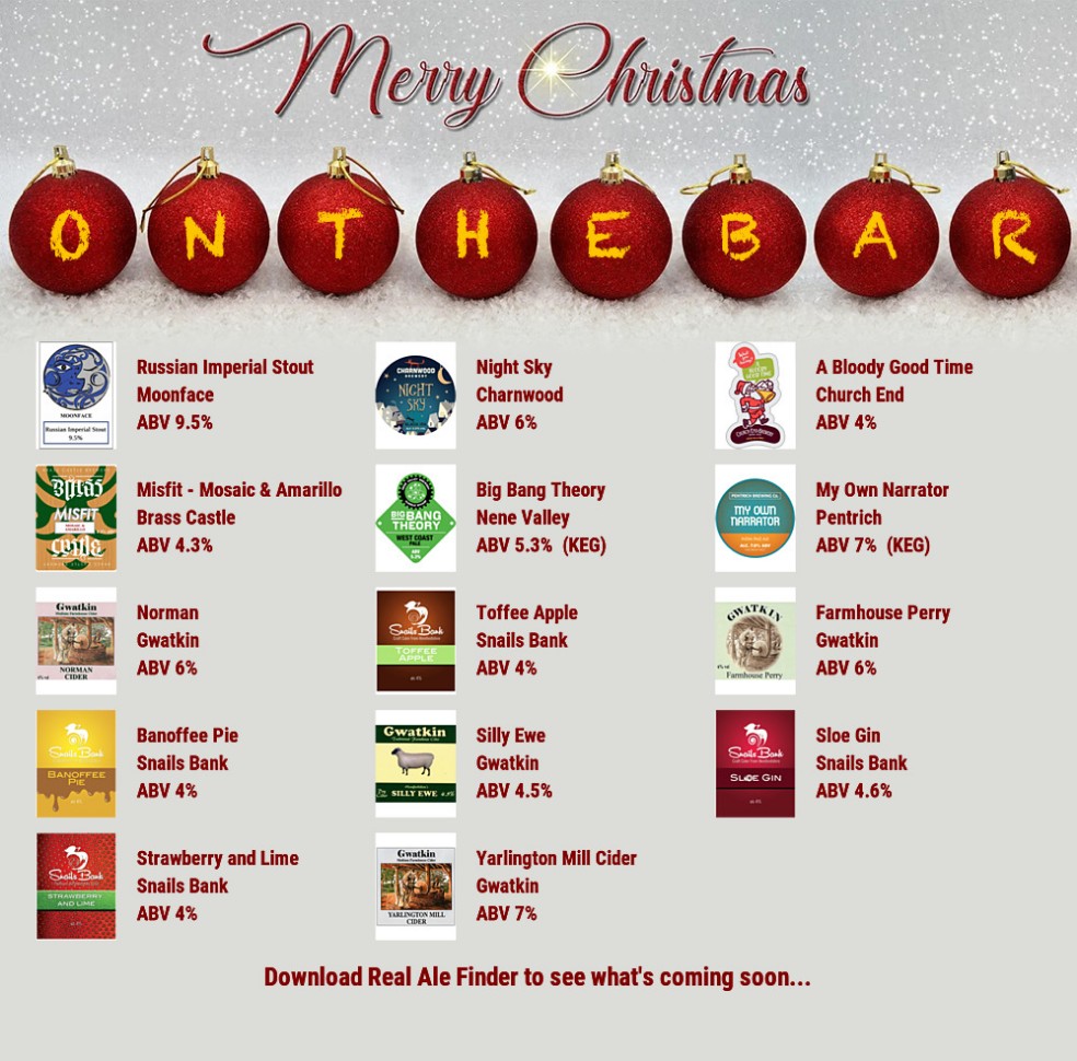 On the bar today!
Beer Board: bit.ly/2YuNH0O

<a href="/BreweryMoonface/">Moonface Brewery</a> <a href="/charnbrew/">Charnwood Brewery</a> <a href="/churchendbeer/">Church End Brewery</a> <a href="/BrassCastleBeer/">Brass Castle Brewery</a> @NeneValleyBrew <a href="/PentrichBrewing/">Pentrich Brewing Co</a> <a href="/GwatkinCider/">Gwatkin Cider</a> #LoughboroughCAMRA
#RealAleFinder
