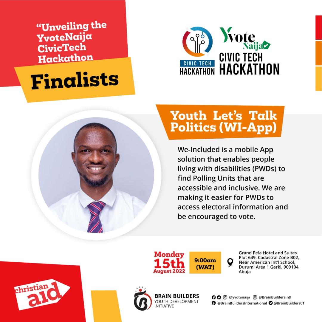 yvotenaija's tweet photo. #WI – App by @Objfajek and his team #YouthsLetsTalkPolitics won the contest that was garded by @seunonigbinde, @HamzyCODE and other Civic Tech experts
#CivicTechHack https://t.co/rMLEQQb76T