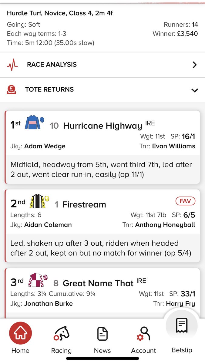 CormacFarrell7's tweet photo. Absolutely delighted for connections of Hurricane Highway who was extremely impressive today when winning his novice hurdle. Bought very shrewdly by @EWilliamsRacing after he won his point to point for us on his first start. He looks an exciting prospect. #sellingstars https://t.co/Y9Saw0VsSy