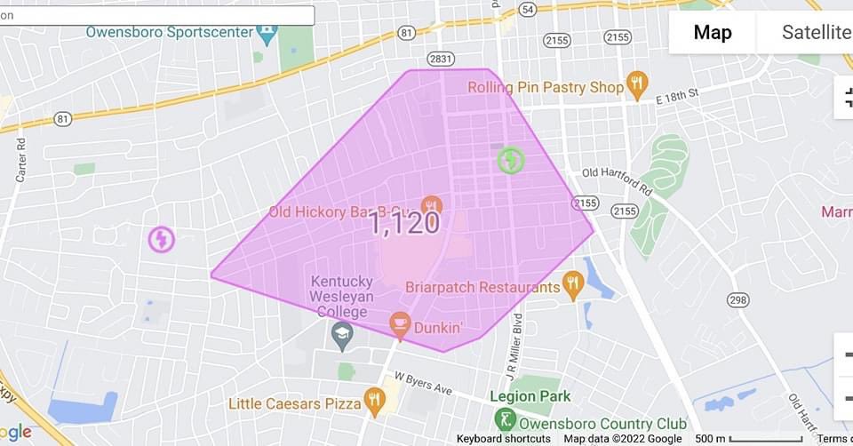 DEVELOPING: Approximately 1,120 OMU customers in central Owensboro are experiencing a power outage.