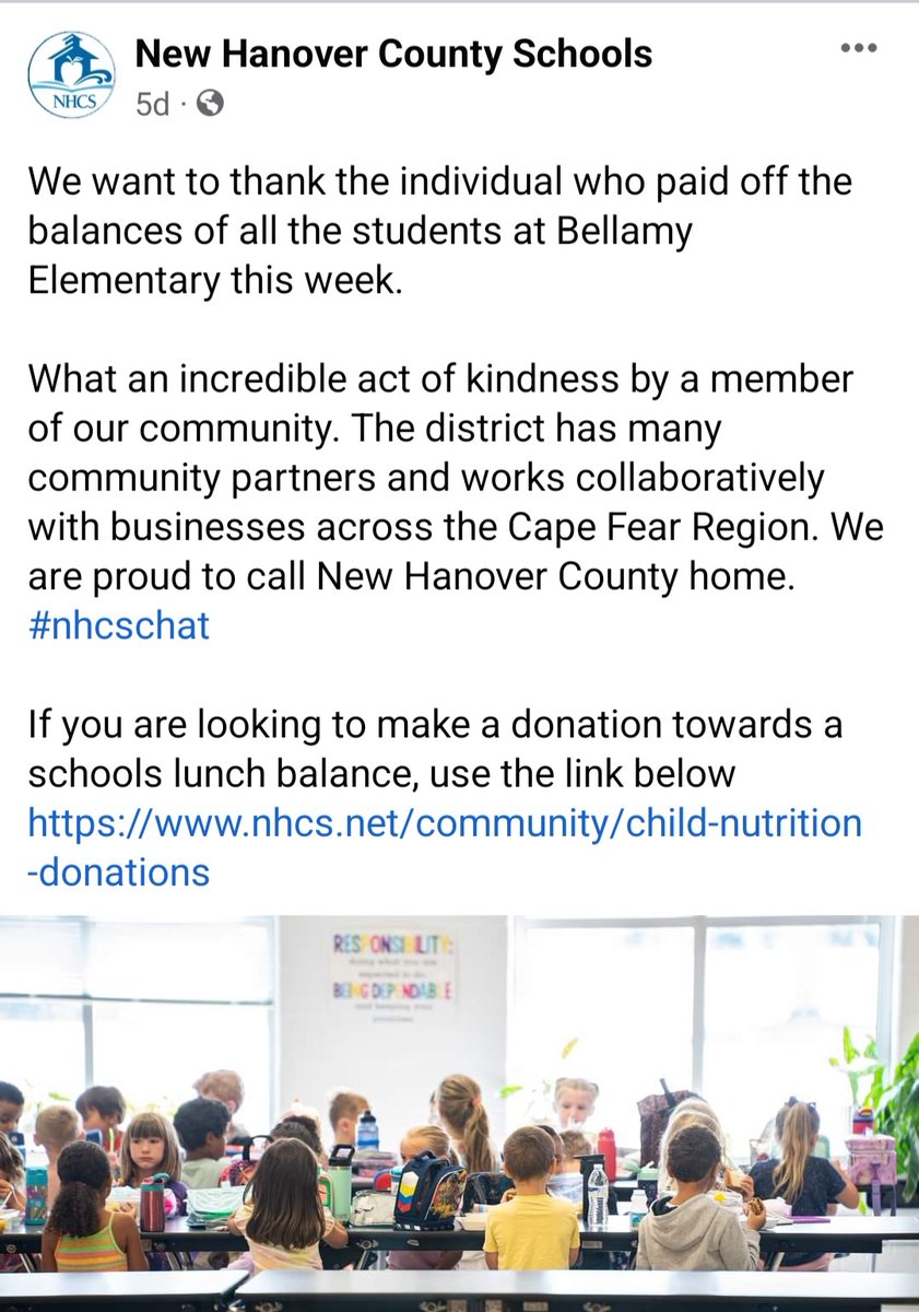 We are so grateful for this display of kindness from a community member. <a href="/chawkfan91/">JB Kilpatrick</a> <a href="/NewHanoverCoSch/">New Hanover County Schools</a> <a href="/MrsRossersClass/">Jennifer Rosser</a>