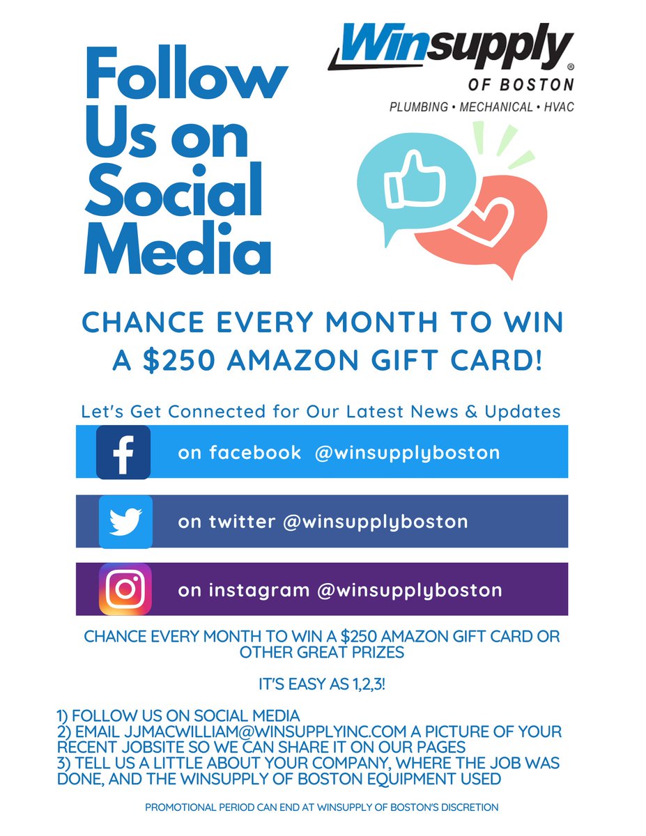 WinSupplyBoston's tweet photo. Follow Winsupply of Boston on social media to win great prizes! #hvac #hvaclife #airconditioning #hvactechnician #hvacservice #hvactech #heating #plumbing #hvacr #hvacinstall #hvacrepair #cooling #ac #heatingandcooling #boston #hvactools  #furnace #winsupply #hvachacks https://t.co/WxkDh7ASZz