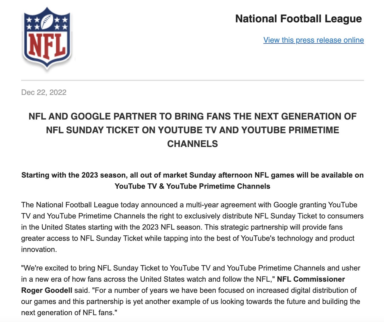 NFL Sunday Ticket Pricing Announced for 2023 Season