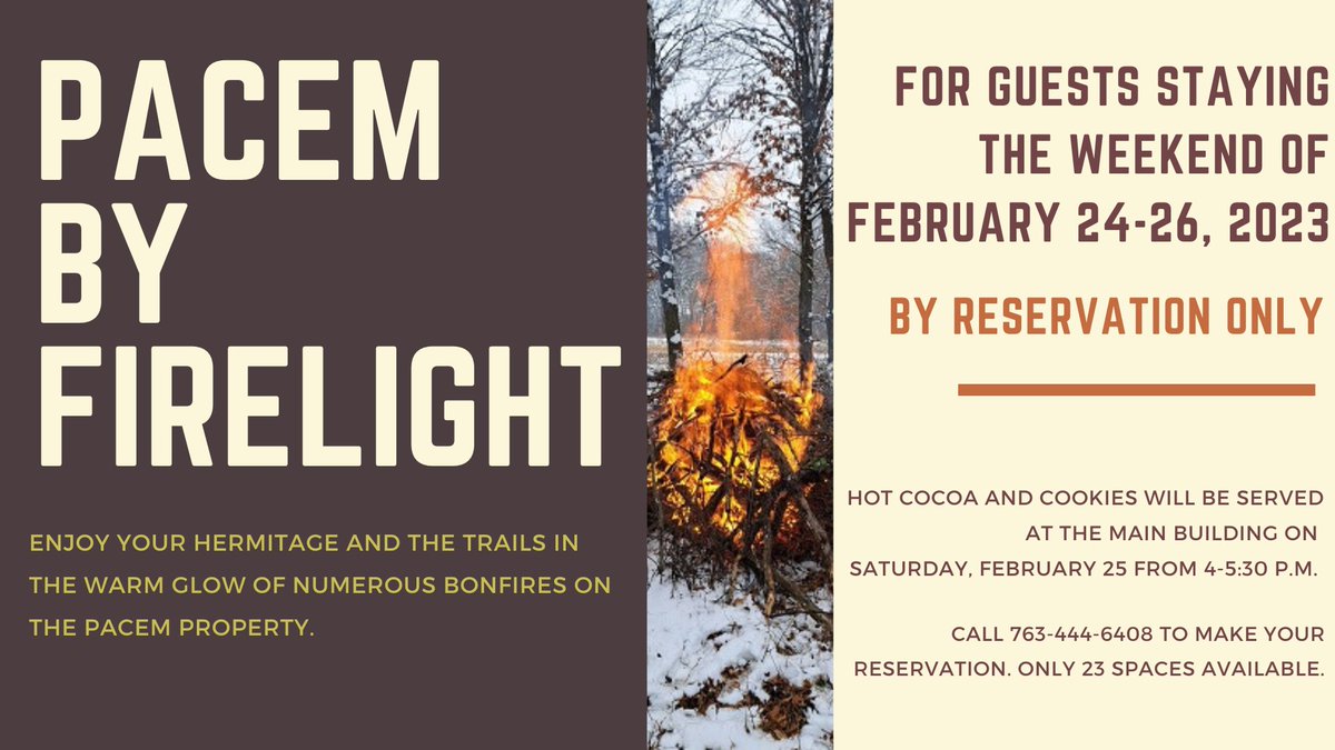 timothydrake's tweet photo. Pacem in Terris is hosting Pacem by Firelight, Feb. 24-26. Make your reservation today. Space is limited. https://t.co/vyGWuUENN9