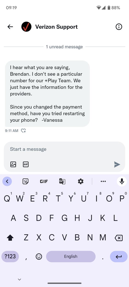 BLazarus22's tweet photo. @Verizon let's goooo. I need some real help here folks. +Play billing issue where expired card was initially tried. Now subscription is inactive and I cannot activate with a new card. Give me someone in subscription billing at +Play, before I leave. https://t.co/G6ufR3G8ys