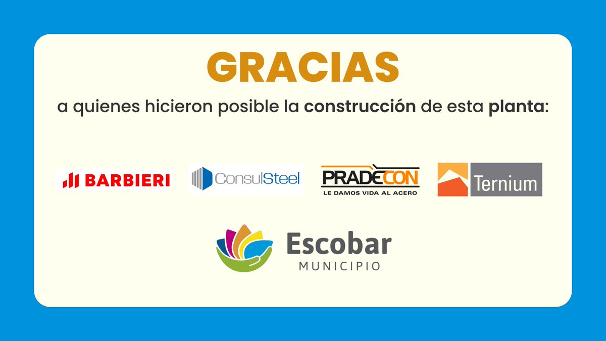 TECHOarg's tweet photo. Agradecemos a 
@Escobar_Muni
 por la cesión en comodato del terreno, a 
@HORMETALsa
 que donó la ingeniería, proyecto y ejecución de la obra y también a @barbieriarg , @consulsteel , @PRADECONsa , @TerniumArg , Acerbrag, @CementosAvellan , SeptKit y Saint-Gobain. https://t.co/EE1w77P9gn