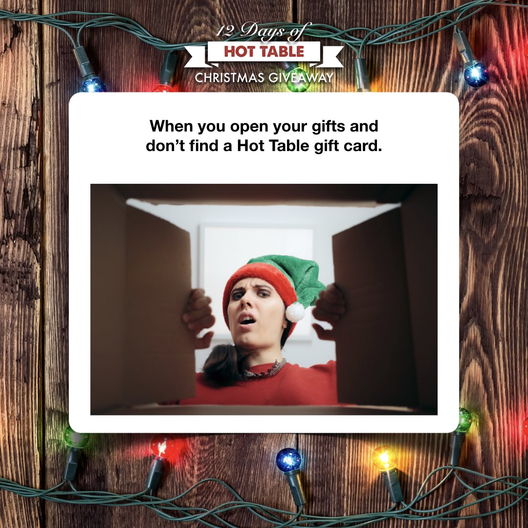 Hottable's tweet photo. π CHRISTMAS GIVEAWAY β Like β€οΈ this post and tag a friend πββοΈ for a chance to win a $50 Hot Table gift card!π Must be following @hottable βοΈ Winner will be announced tomorrow!
#12DaysOfHotTable https://t.co/2S8zHje8Rs