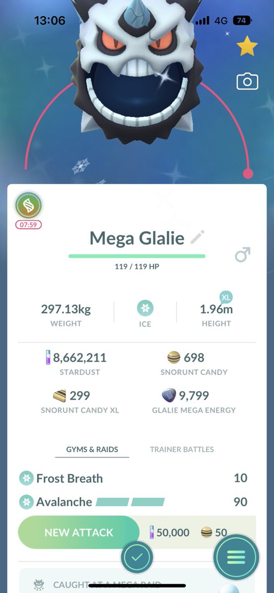 aPokespokes's tweet photo. Danke @pbatem for my first shiny Glalie! 🥳
#PoGO #PokemonGO #PokemonGORaids #ShinyPokemon #ShinyCheck #ShinyCatch #ShinyGlalie #ShinyMega https://t.co/vex3QJoCXh