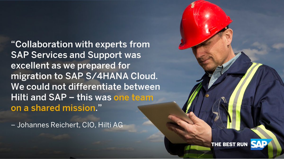 Hilti AG teamed up with #SAPServices &amp; #SAPSupport on a shared mission to migrate all eleven software landscapes to the #cloud, setting the stage for adopting future-ready technologies and architecture as well as a platform-as-a-service model.🎉

Read now: imsap.co/60133KoVX