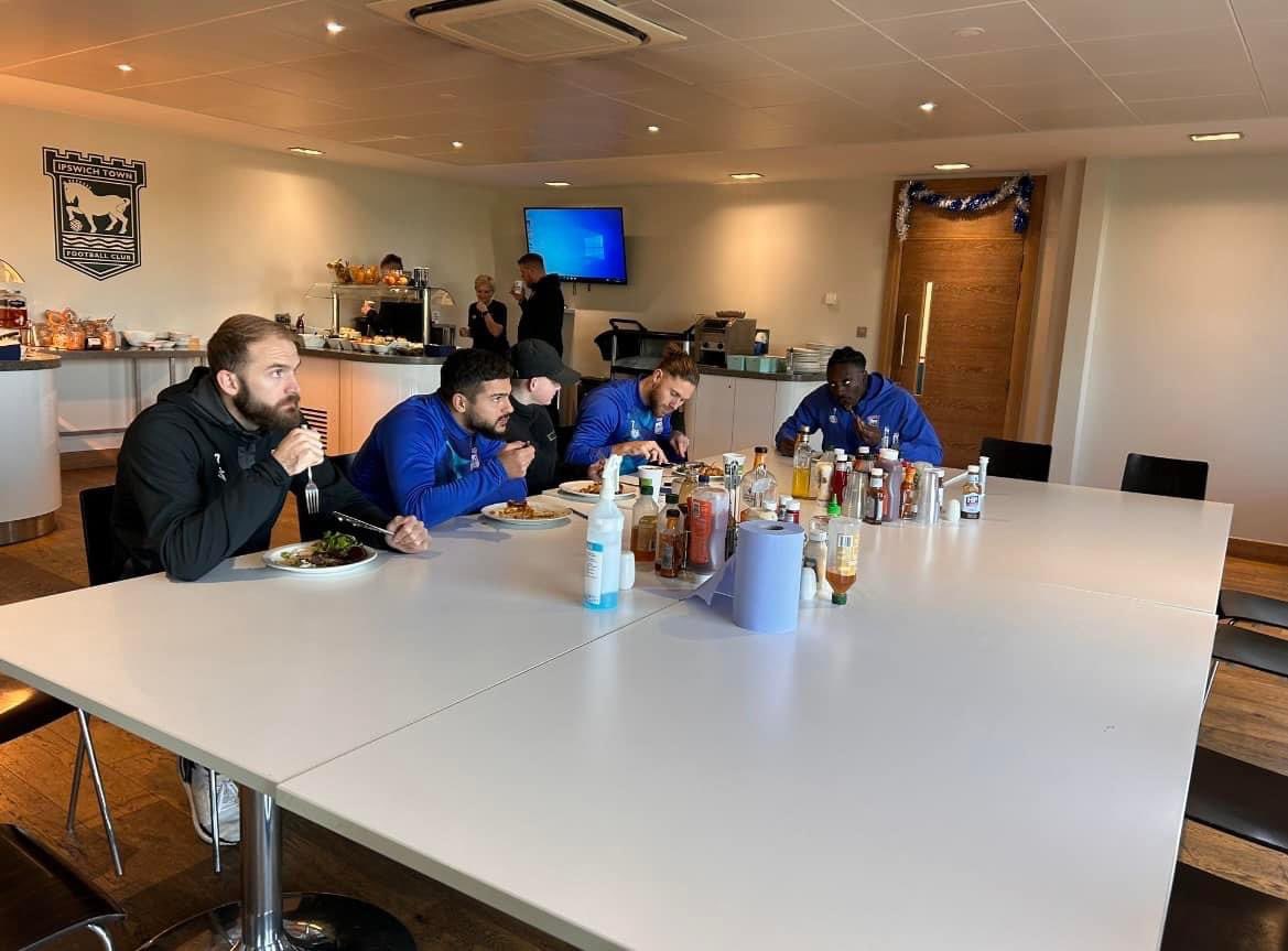 Luke12092's tweet photo. On Thursday 15th December 2022 My parents surprised me by taking me to the @IpswichTown training ground to meet all the players and have lunch with them. It was the best experience ever. I even got @wesley__burns match worn shirt. @Ladapo9 @joelcoleman33 @sammorsy08 https://t.co/OP8X9GOzHA