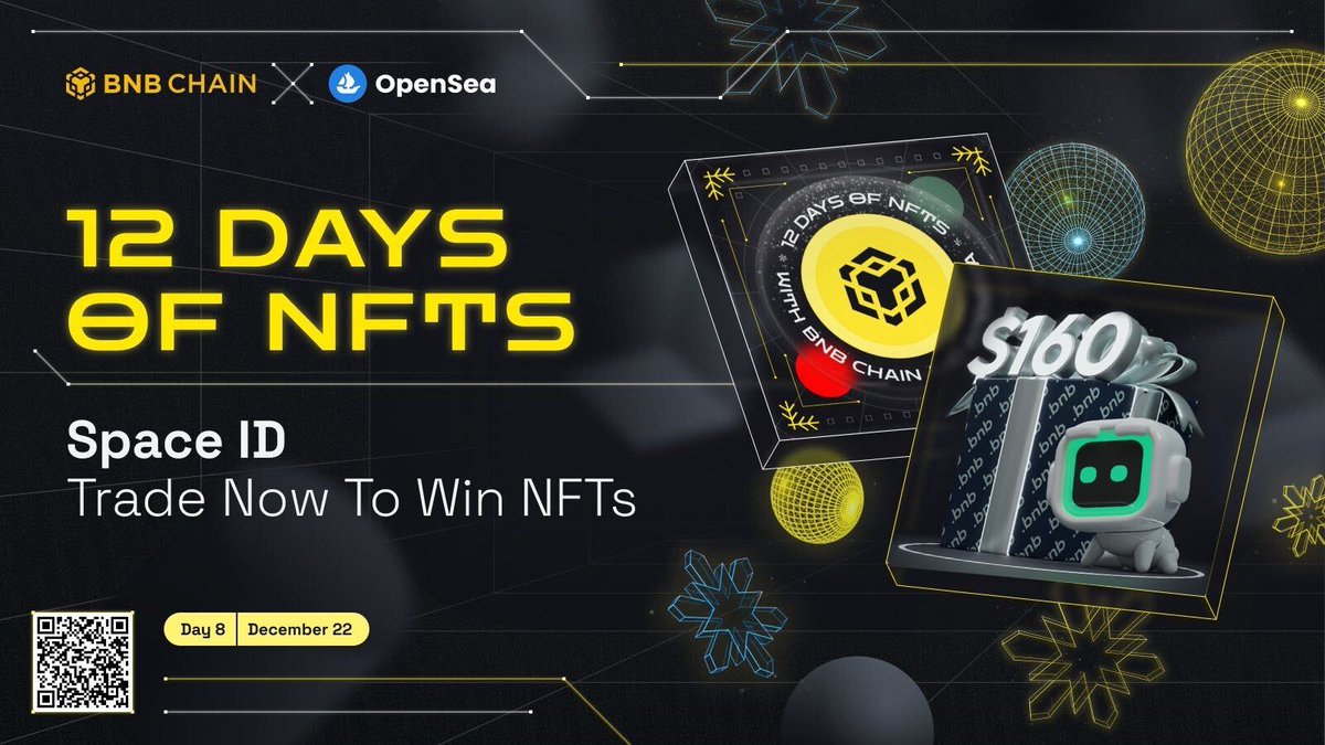 spaceidprotocol's tweet photo. It’s arrived! 🥳
The #SPACEID day on #12daysofNFT hosted by @BNBCHAIN x @opensea is now live.
Join the campaign on #BNBChain DappBay! Trade now to win #NFTs + share $6000+ worth of SPACE ID Gift Card.
Event link: https://t.co/toGfOlvgaM https://t.co/WSic7KqI6E