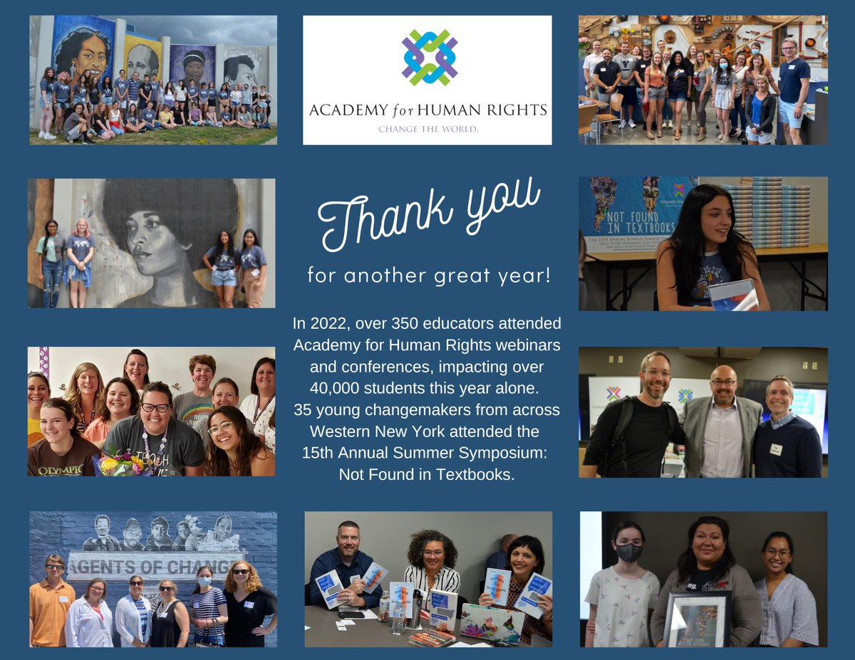 Academy for Human Rights (@ahrbuffalo) on Twitter photo Happy Holidays from <a href="/ahrbuffalo/">Academy for Human Rights</a>! Please remember AHR in your #endofyeargiving or as a gift for that someone special in your life. Thank you for your support in 2022 and the last 15 years. Let's keep changing the world together!
Donate today: ow.ly/L5pL50Ma6QP Happy Holidays from <a href="/ahrbuffalo/">Academy for Human Rights</a>! Please remember AHR in your #endofyeargiving or as a gift for that someone special in your life. Thank you for your support in 2022 and the last 15 years. Let's keep changing the world together!
Donate today: ow.ly/L5pL50Ma6QP
