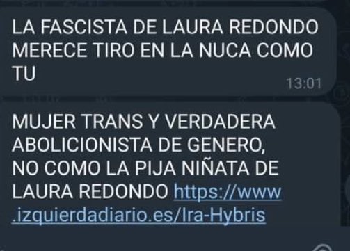 DraLauraRedondo's tweet photo. Finalmente , se ha aprobado la Ley Trans. Mientras, grupos que defienden esta ley misógina han amenazado a quienes defienden el feminismo,y expuesto que me merezco un tiro en la nuca

Porque la mujer verdadera es “trans”. Esta misoginia y violencia machista es la que han aprobado https://t.co/dWmr8iU6ns